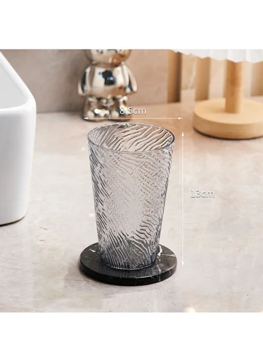 Wave-Pattern Plastic Drinking Cup (D8.5 × H13)cm 17-1022 - Black