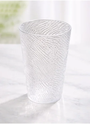 Wave-Pattern Plastic Drinking Cup (D8.5 × H13)cm 17-1022 - Transparent