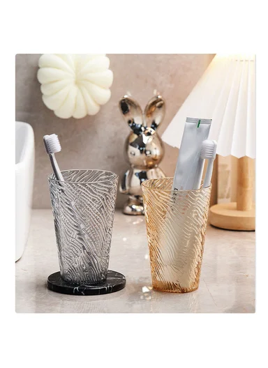 Wave-Pattern Plastic Drinking Cup (D8.5 × H13)cm 17-1022 - Transparent