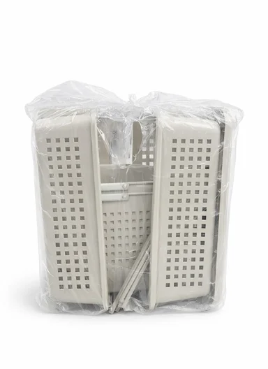 3-Tier Rolling Plastic Storage Rack with Ventilated Baskets &amp; Wheels (W56 × D34 × H120)cm 516-2279 – Greige 