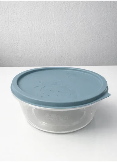 3 Pcs Small Stackable Food Storage Box Set, Microwave, Freezer &amp; Dishwasher Safe Round Food Containers 129-DM-136 - Blue