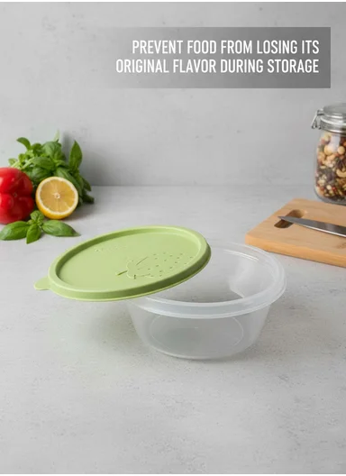3 Pcs Small Stackable Food Storage Box Set, Microwave, Freezer &amp; Dishwasher Safe Round Food Containers 129-DM-136 - Green