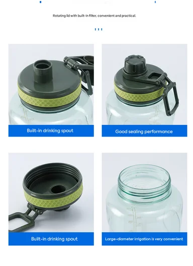 2000ml Durable Large Capacity Sports Water Bottle for Fitness &amp; Outdoor Use - Green