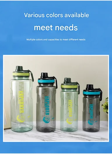 2000ml Durable Large Capacity Sports Water Bottle for Fitness &amp; Outdoor Use - Blue