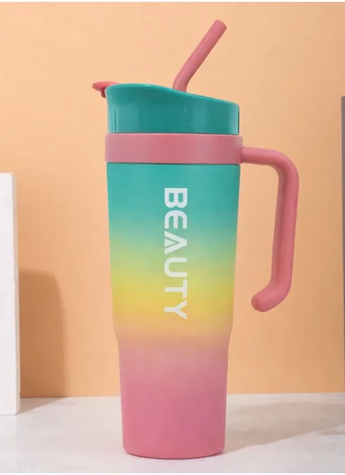 3-Pieces Sports Water Bottle Set with Straw &amp; Carry Handle 610-8050 - Green &amp; Pink