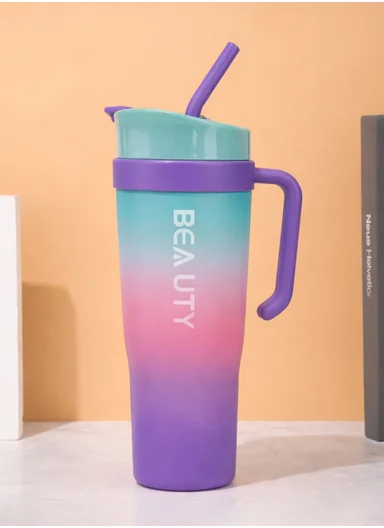 3-Pieces Sports Water Bottle Set with Straw &amp; Carry Handle 610-8050 - Aqua &amp; Purple