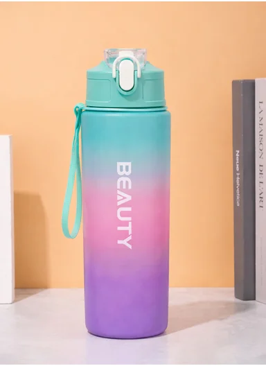 3-Pieces Sports Water Bottle Set with Straw &amp; Carry Handle 610-8050 - Aqua &amp; Purple