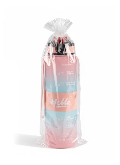 1000ml Leak-Proof Motivational Water Bottle with Safety Lock, Wide Mouth &amp; Carry Strap - Pink