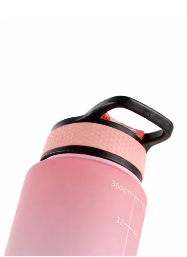 1000ml Leak-Proof Motivational Water Bottle with Safety Lock, Wide Mouth &amp; Carry Strap - Blue