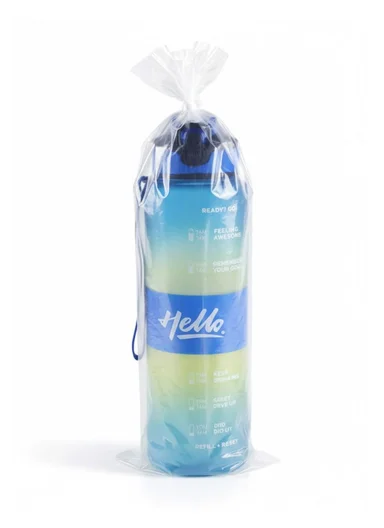 1000ml Leak-Proof Motivational Water Bottle with Safety Lock, Wide Mouth &amp; Carry Strap - Blue