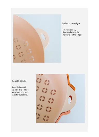 2-in-1 Dual Layer Fruit &amp; Vegetable Drainer Basket with Outer Basin 10-2796 (L31.5 x W24 x H10)cm - Light Salmon