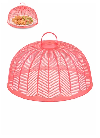 Plastic Food Cover Round With Handle (D26 x H14)cm - Coral Pink
