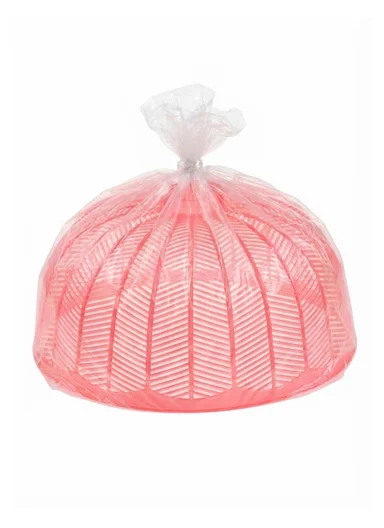 Plastic Food Cover Round With Handle (D26 x H14)cm - Coral Pink
