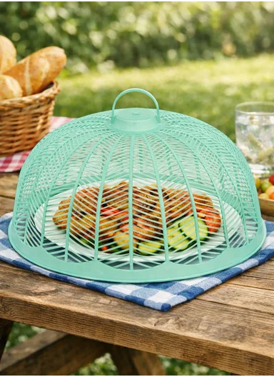 Plastic Food Cover Round With Handle (D26 x H14)cm - Green