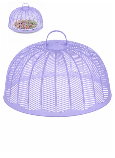 Plastic Food Cover Round With Handle (D33 x H17)cm - Purple