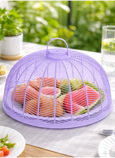 Plastic Food Cover Round With Handle (D33 x H17)cm - Purple
