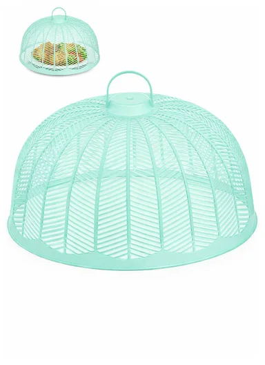 Plastic Food Cover Round With Handle (D33 x H17)cm - Light Aqua
