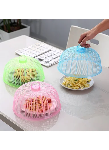 Plastic Food Cover Round With Handle (D33 x H17)cm - Light Aqua