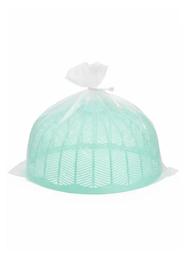 Plastic Food Cover Round With Handle (D33 x H17)cm - Light Aqua