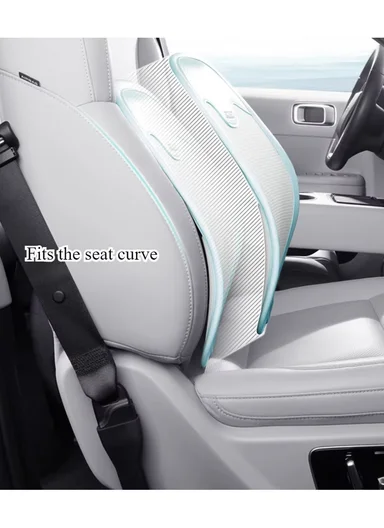 Ergonomic PU Leather &amp; Ice Silk Lumbar Support Pillow with Ventilated Honeycomb Design (L44 x W44)cm - Dark Grey