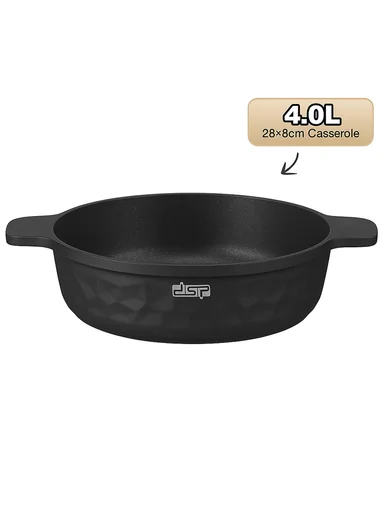 7Pcs 20/24/28/28cm Die-Cast Aluminum Non-Stick Casseroles Set with Hammered Finish CA022-S01 - Pink