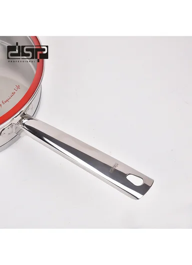 28cm 4L Satin-Finish 304 Stainless Steel Frying Pan with Glass Lid CS003-C28