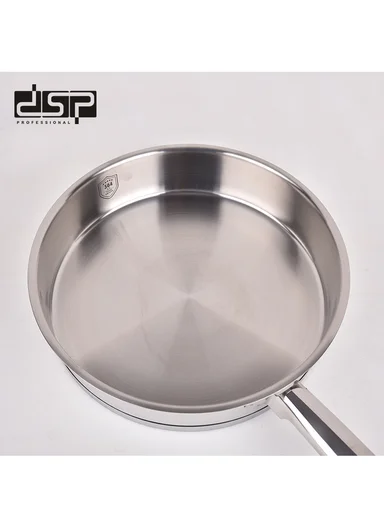 28cm 4L Satin-Finish 304 Stainless Steel Frying Pan with Glass Lid CS003-C28