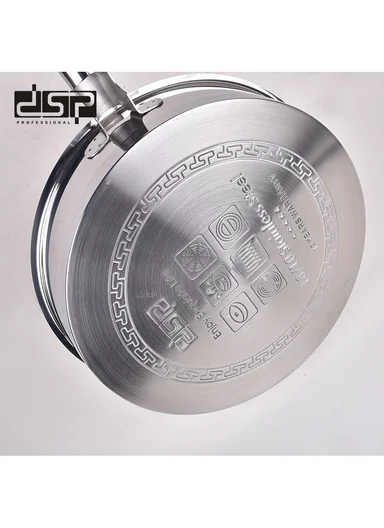 28cm 4L Satin-Finish 304 Stainless Steel Frying Pan with Glass Lid CS003-C28