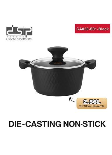 8Pcs 20/24/28/32cm Die-Cast Aluminum Non-Stick Casserole Set with Diamond Pattern CA020-S01 - Black