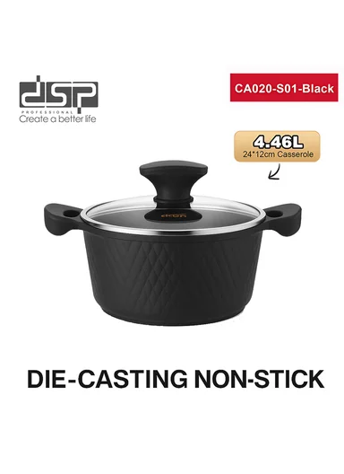 8Pcs 20/24/28/32cm Die-Cast Aluminum Non-Stick Casserole Set with Diamond Pattern CA020-S01 - Black