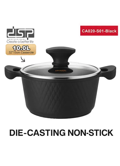 8Pcs 20/24/28/32cm Die-Cast Aluminum Non-Stick Casserole Set with Diamond Pattern CA020-S01 - Black