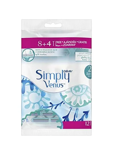 Simply Venus 8+4 women's disposable razors with 2 Blades for Free