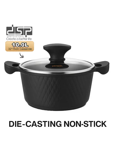 7Pcs 24/28/32cm Die-Cast Aluminum Non-Stick Casseroles &amp; 28cm Fry Pan Set with Diamond Pattern CA020-S02 - Beige