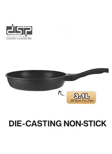 7Pcs 24/28/32cm Die-Cast Aluminum Non-Stick Casseroles &amp; 28cm Fry Pan Set with Diamond Pattern CA020-S02 - Black