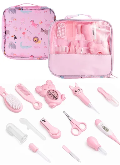 13 Pieces Baby Nail Care &amp; Grooming Set With Storage Case 950-BDL5012B - Pink
