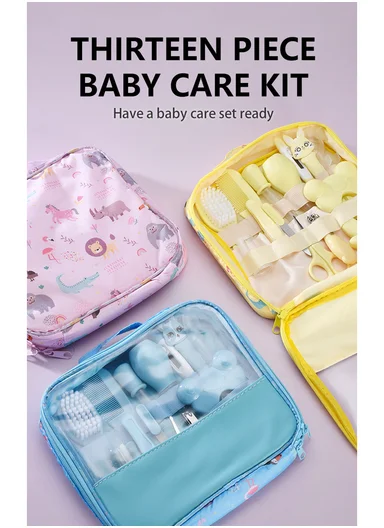 13 Pieces Baby Nail Care &amp; Grooming Set With Storage Case 950-BDL5012B - Pink