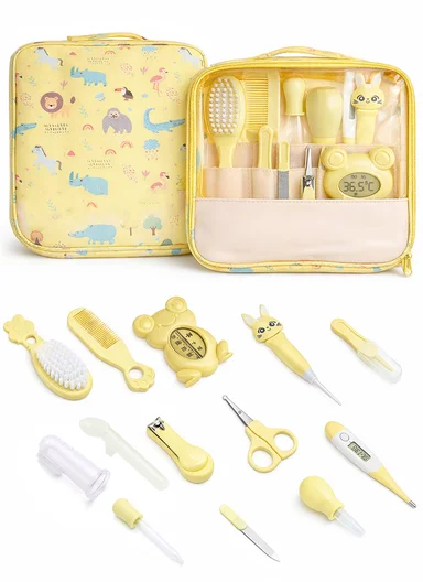 13 Pieces Baby Nail Care &amp; Grooming Set With Storage Case 950-BDL5012B - Yellow