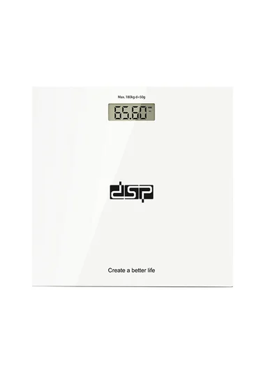 180kg High-Precision Digital Bathroom Scale with Large LCD Display KD7044 (W30 x D30 x H2.2)cm - White