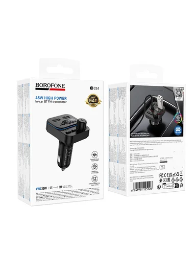 Bluetooth 5.4 In-Car FM Transmitter &amp; 45W PD Fast Charger BC61