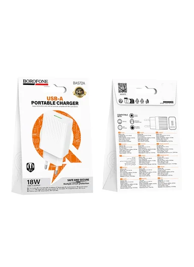 USB-A 18W Portable Charger with EU Plug BAS72A