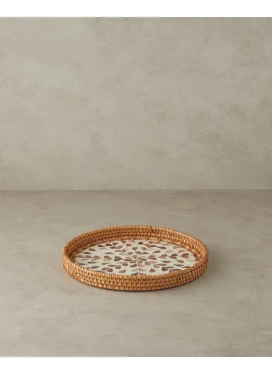 Louice Rattan Pearlescent Tray 30 cm Brown