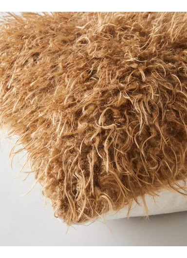 Fluffy Cushion Cover 45x45 cm Light Brown