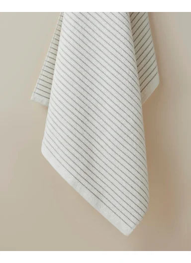 Soft Stripe Cotton Bath Towel 80x150 cm Ivory