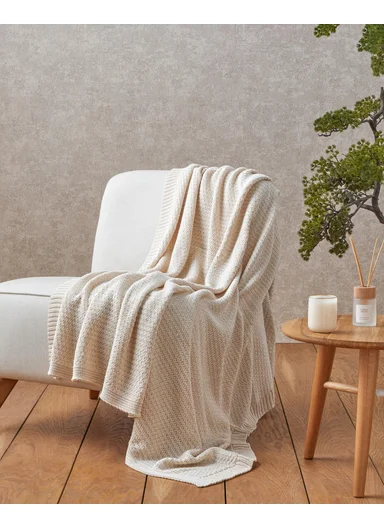 Simple White Sofa Throw 130x170 cm Ecru