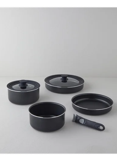 ClickEase 7-Piece Premium Cookware Set (18-20-24-28 cm) Black