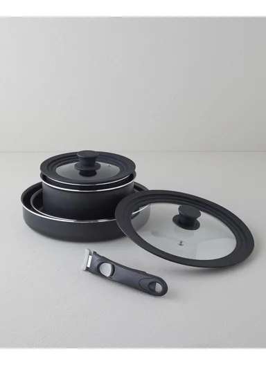 ClickEase 7-Piece Premium Cookware Set (18-20-24-28 cm) Black