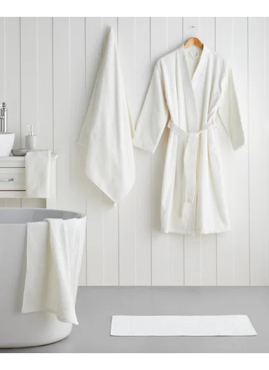 Chic Diamond Cotton Bath Towel 80x150 cm Ivory