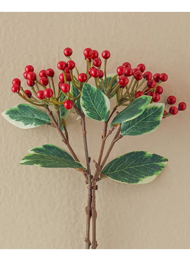 Berry Single Branch Artificial Flower 33 cm Red