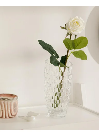 Corsage Fabric Single Branch Artificial Flower 44 cm White