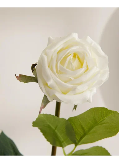 Corsage Fabric Single Branch Artificial Flower 44 cm White